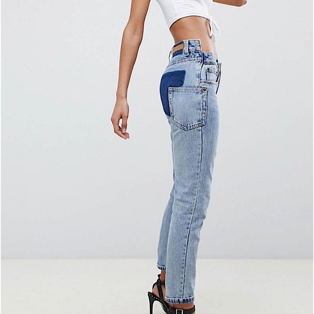 Liquor n Poker Patchwork Back Pocket Straight Leg Jeans.
